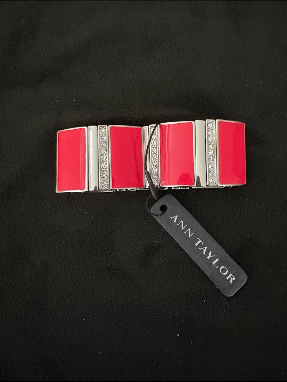 Ann Taylor Hot Orange Enamel and Crystal Panel Bracelet